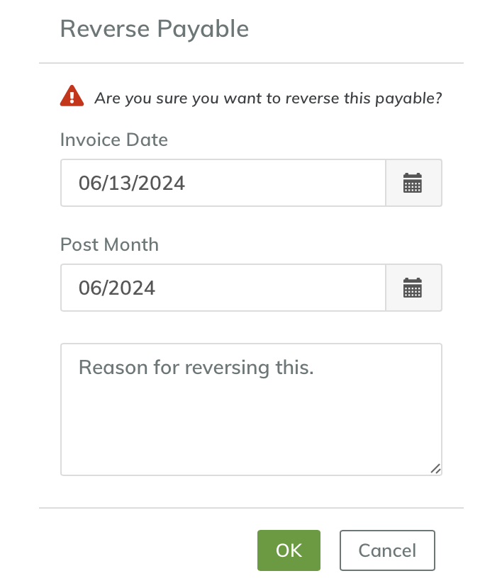 Screenshot of Yardi Breeze reversal dialog box